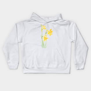 yellow narcissus  watercolor painting Kids Hoodie